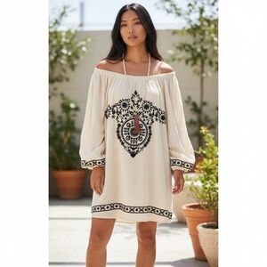 Sosie Boho Embroidered Off-Shoulder Midi Dress | NWT | Size M